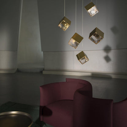 Cubic Luster Cascade Chandelier – Elegant Design with Adjustable Heigh