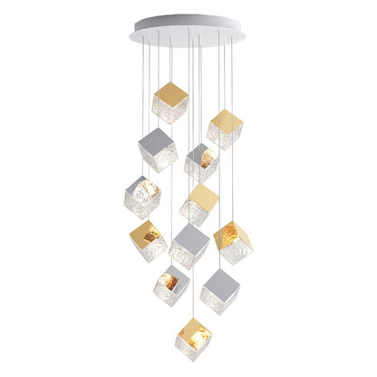 Cubic Luster Cascade Chandelier – Elegant Design with Adjustable Heigh