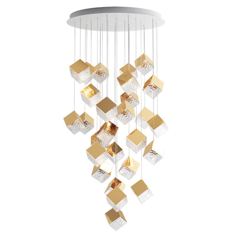 Cubic Luster Cascade Chandelier – Elegant Design with Adjustable Heigh