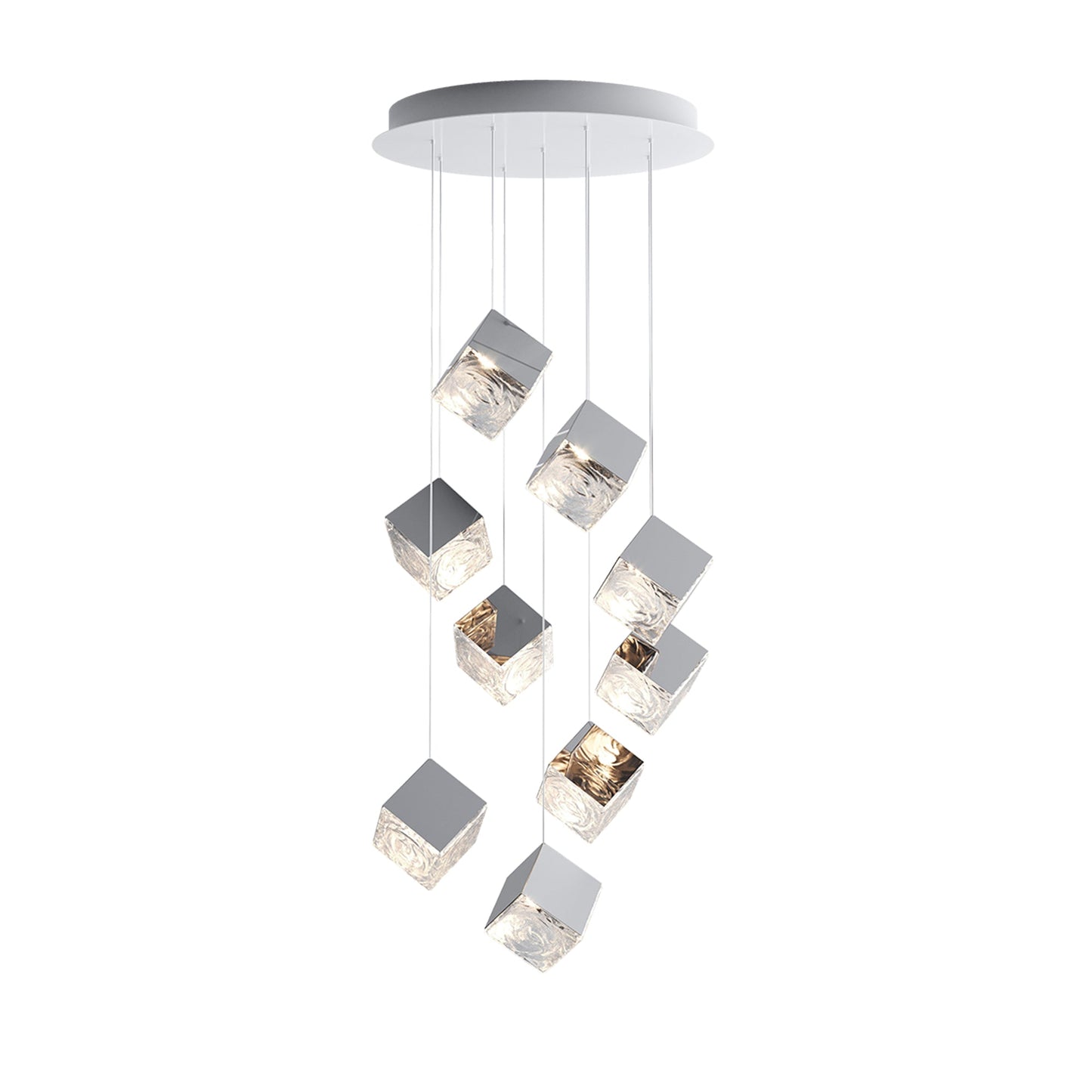 Cubic Luster Cascade Chandelier – Elegant Design with Adjustable Heigh