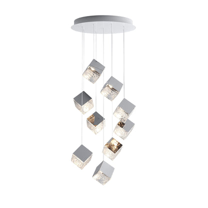 Cubic Luster Cascade Chandelier – Elegant Design with Adjustable Heigh