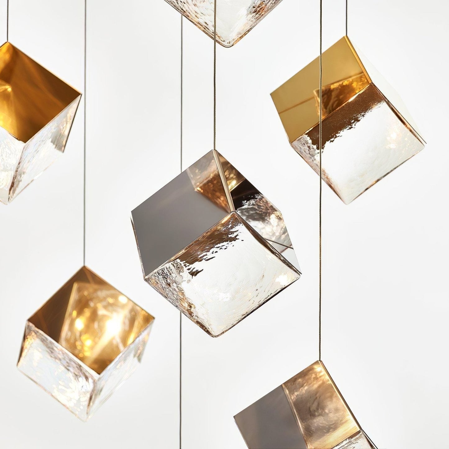 Cubic Luster Cascade Chandelier – Elegant Design with Adjustable Heigh