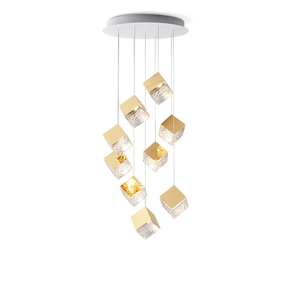 Cubic Luster Cascade Chandelier – Elegant Design with Adjustable Heigh
