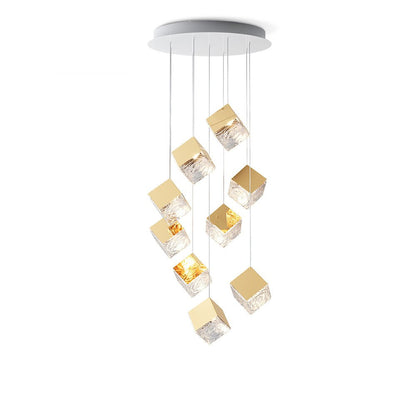 Cubic Luster Cascade Chandelier – Elegant Design with Adjustable Heigh