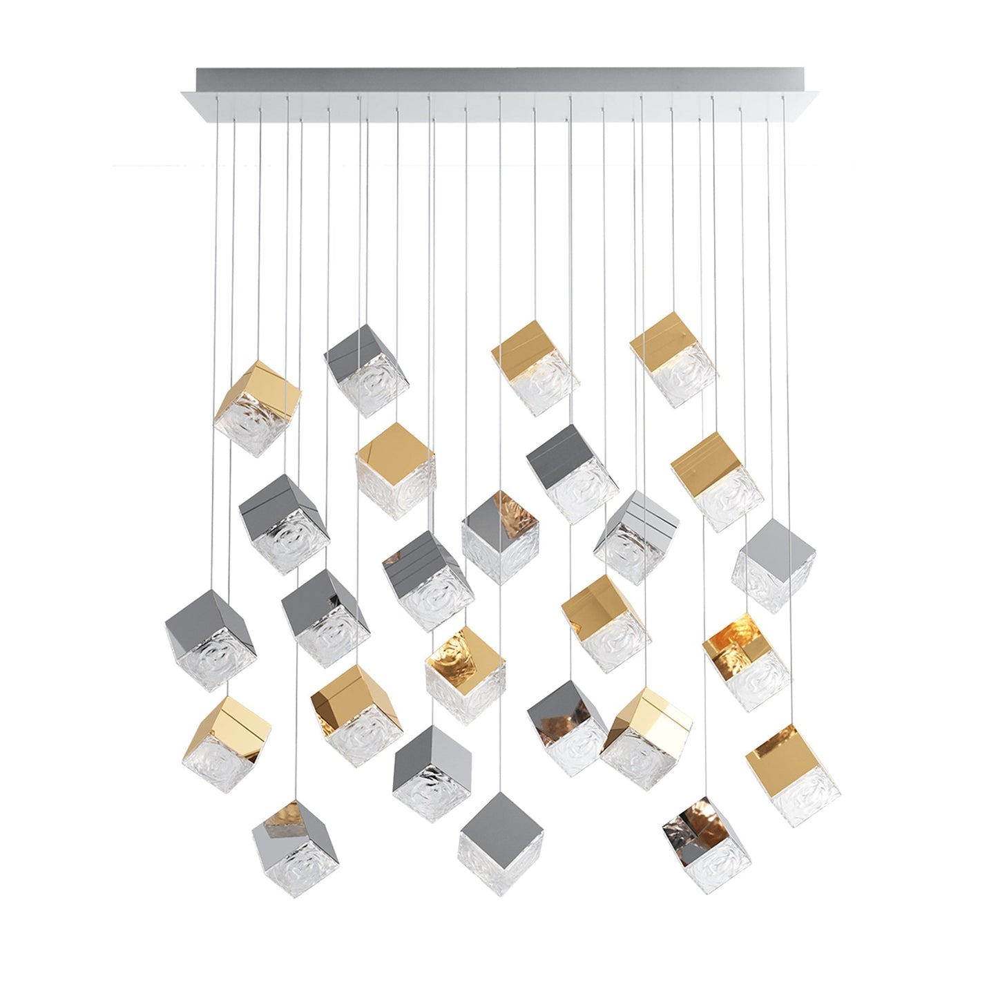 Cubic Luster Cascade Chandelier – Elegant Design with Adjustable Heigh