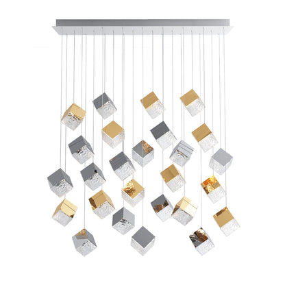 Cubic Luster Cascade Chandelier – Elegant Design with Adjustable Heigh