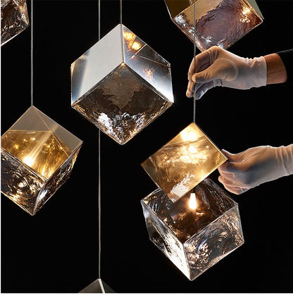Cubic Luster Cascade Chandelier – Elegant Design with Adjustable Heigh