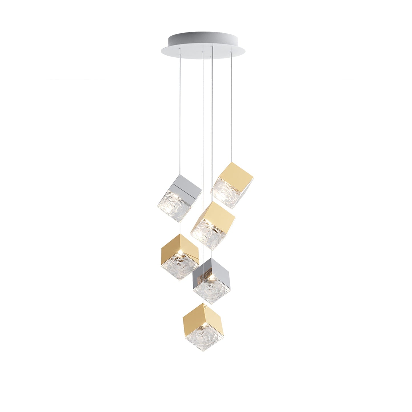 Cubic Luster Cascade Chandelier – Elegant Design with Adjustable Heigh