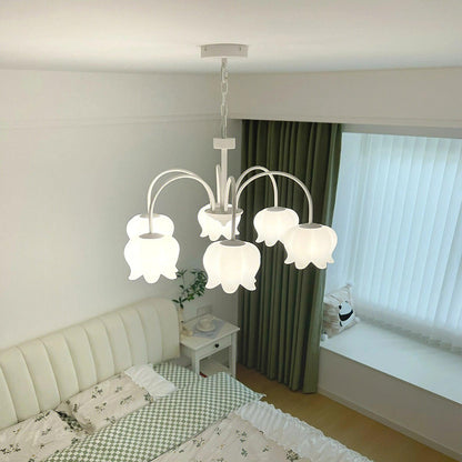 Curved Arm Bell Chandelier - Elegant Design with Adjustable Height & L