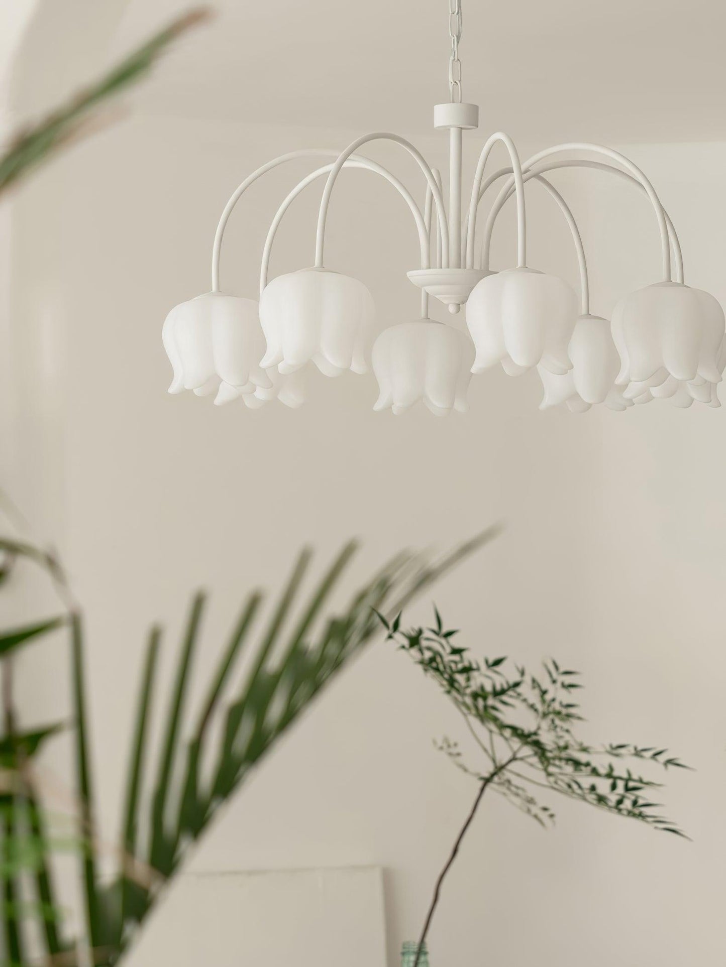 Curved Arm Bell Chandelier - Elegant Design with Adjustable Height & L