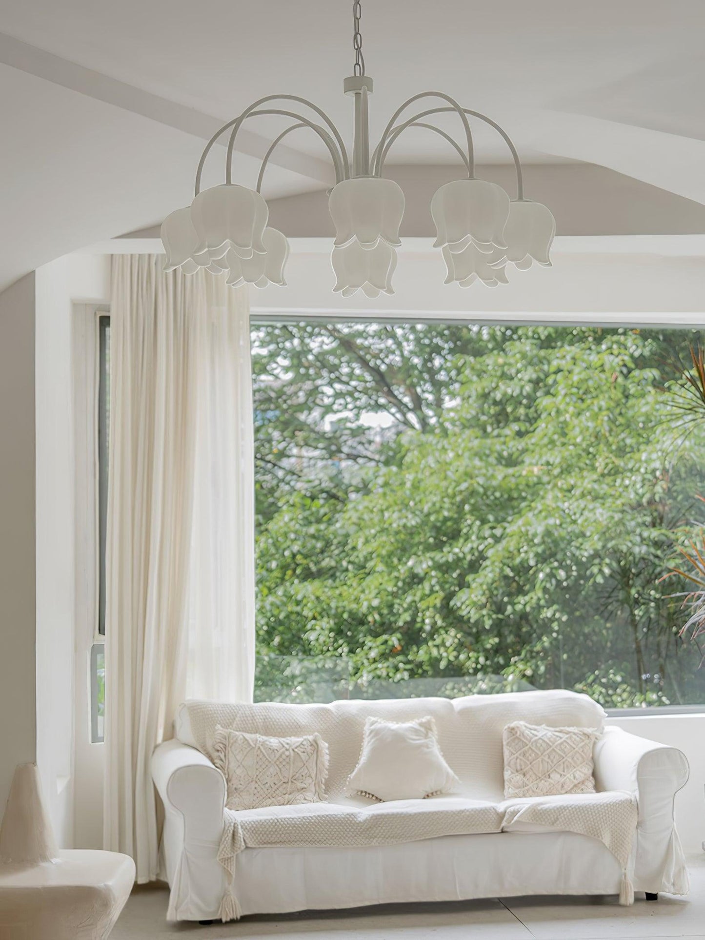 Curved Arm Bell Chandelier - Elegant Design with Adjustable Height & L