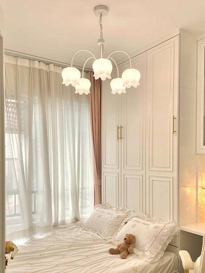 Curved Arm Bell Chandelier - Elegant Design with Adjustable Height & L