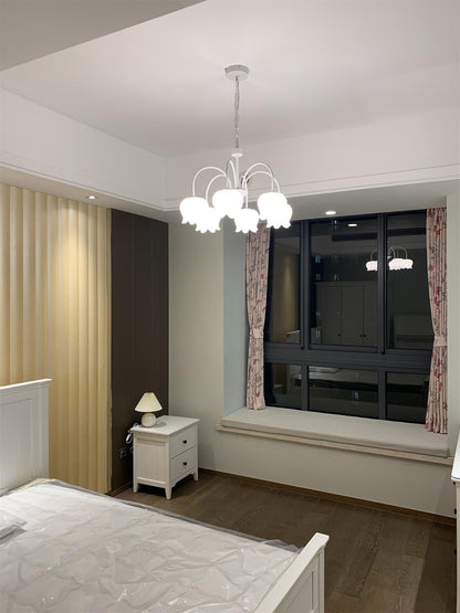 Curved Arm Bell Chandelier - Elegant Design with Adjustable Height & L