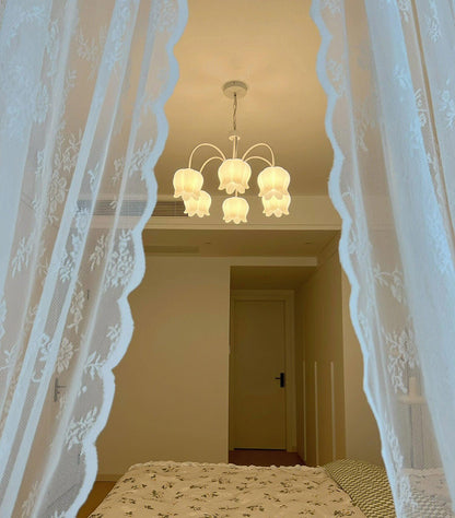 Curved Arm Bell Chandelier - Elegant Design with Adjustable Height & L