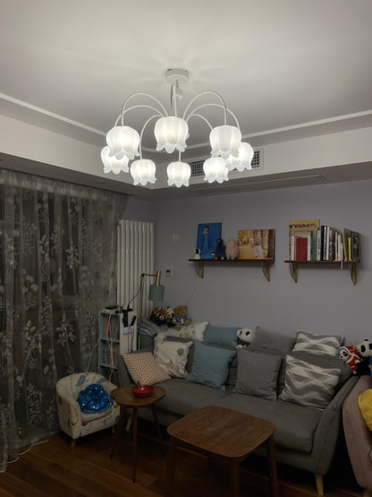 Curved Arm Bell Chandelier - Elegant Design with Adjustable Height & L