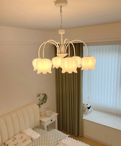 Curved Arm Bell Chandelier - Elegant Design with Adjustable Height & L