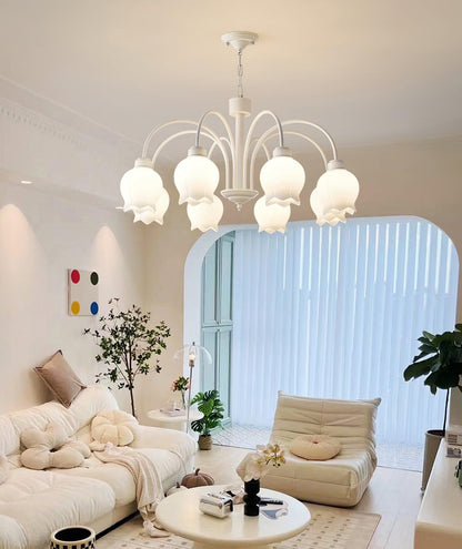 Curved Arm Bell Chandelier - Elegant Design with Adjustable Height & L