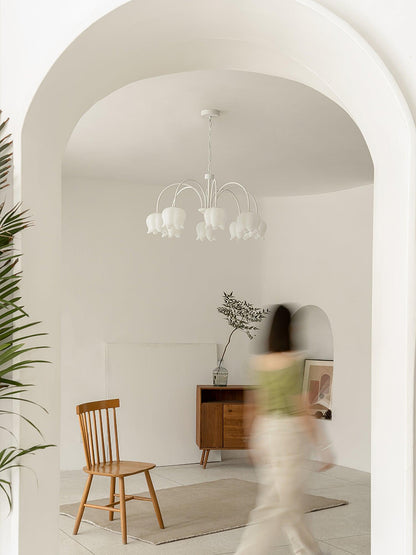 Curved Arm Bell Chandelier - Elegant Design with Adjustable Height & L