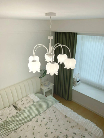 Curved Arm Bell Chandelier - Elegant Design with Adjustable Height & L