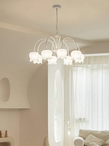Curved Arm Bell Chandelier - Elegant Design with Adjustable Height & L