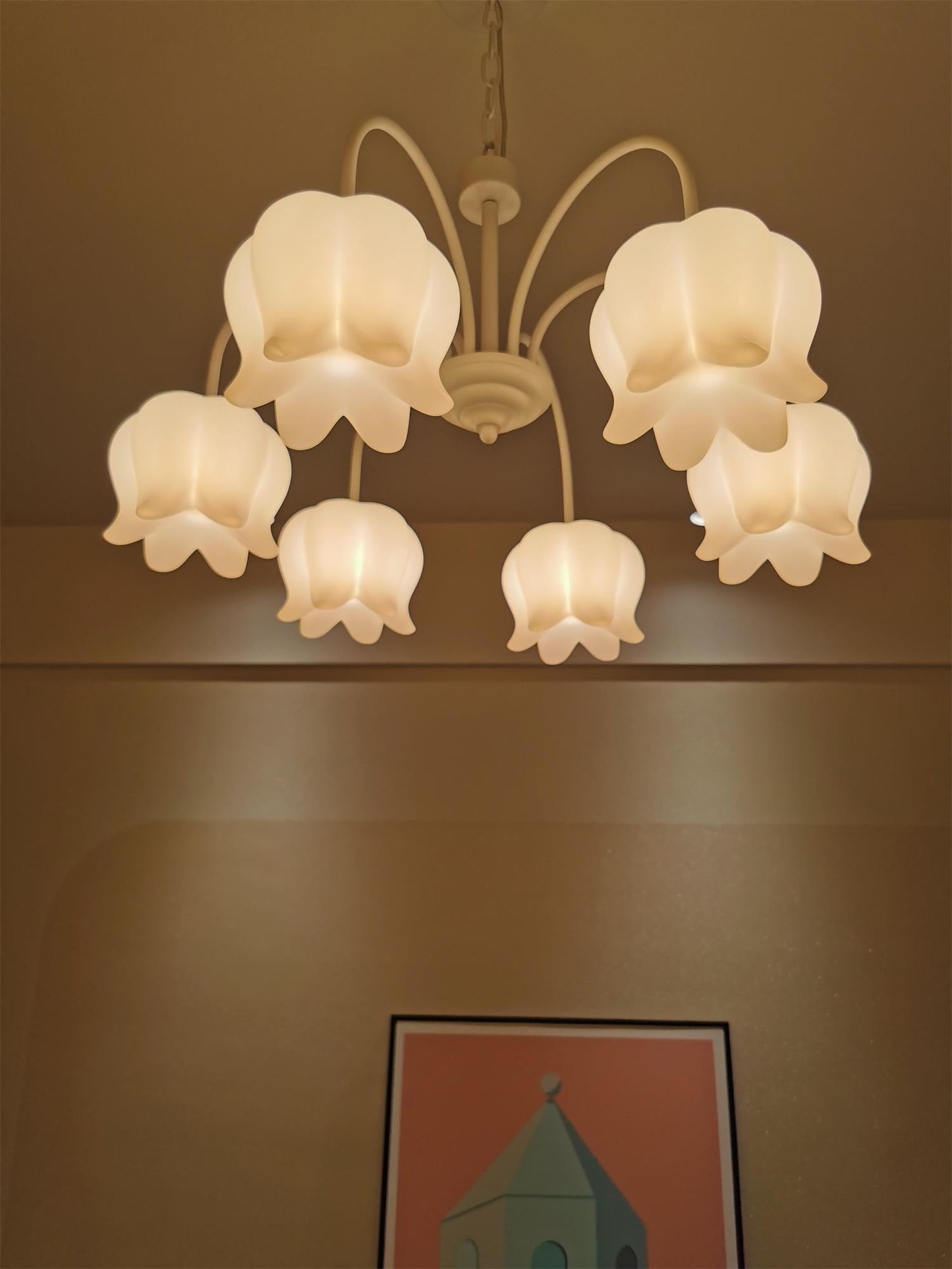 Curved Arm Bell Chandelier - Elegant Design with Adjustable Height & L