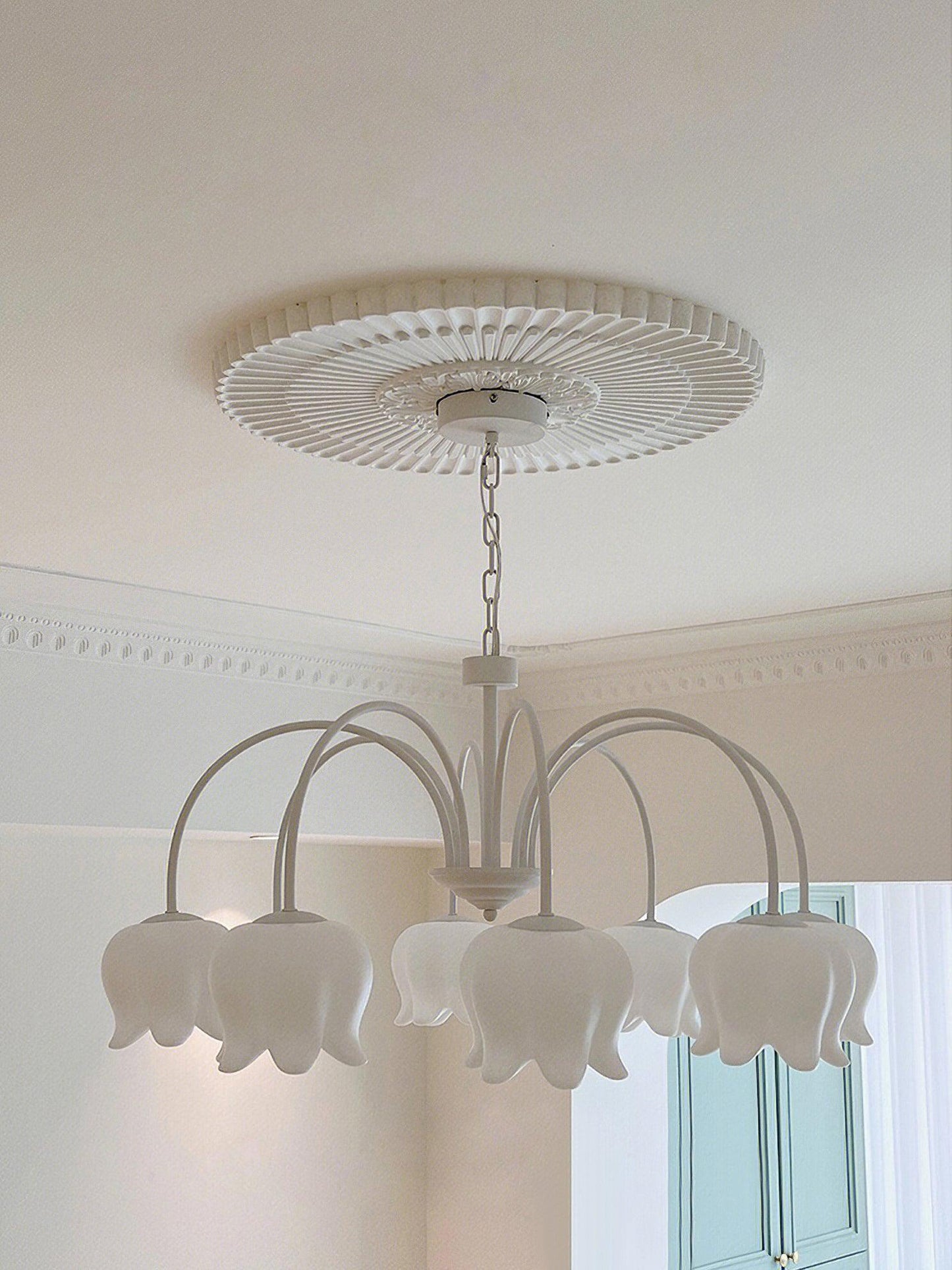Curved Arm Bell Chandelier - Elegant Design with Adjustable Height & L