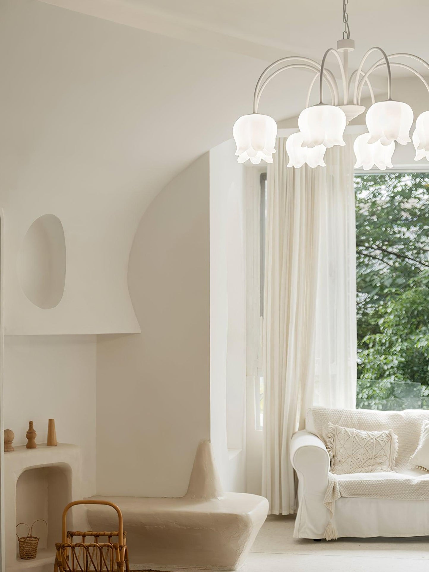 Curved Arm Bell Chandelier - Elegant Design with Adjustable Height & L