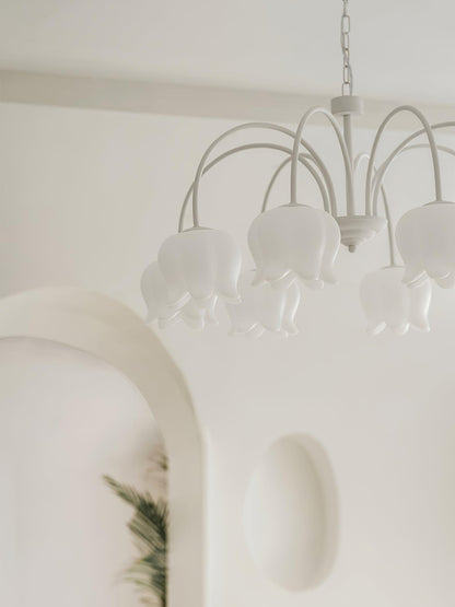Curved Arm Bell Chandelier - Elegant Design with Adjustable Height & L