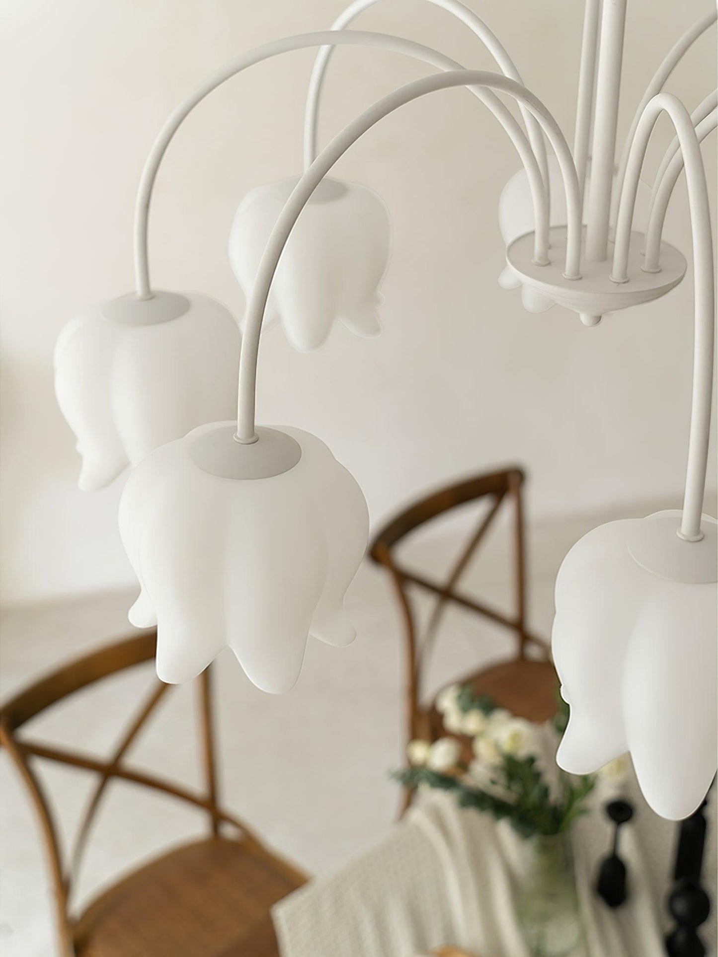 Curved Arm Bell Chandelier - Elegant Design with Adjustable Height & L