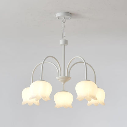 Curved Arm Bell Chandelier - Elegant Design with Adjustable Height & L