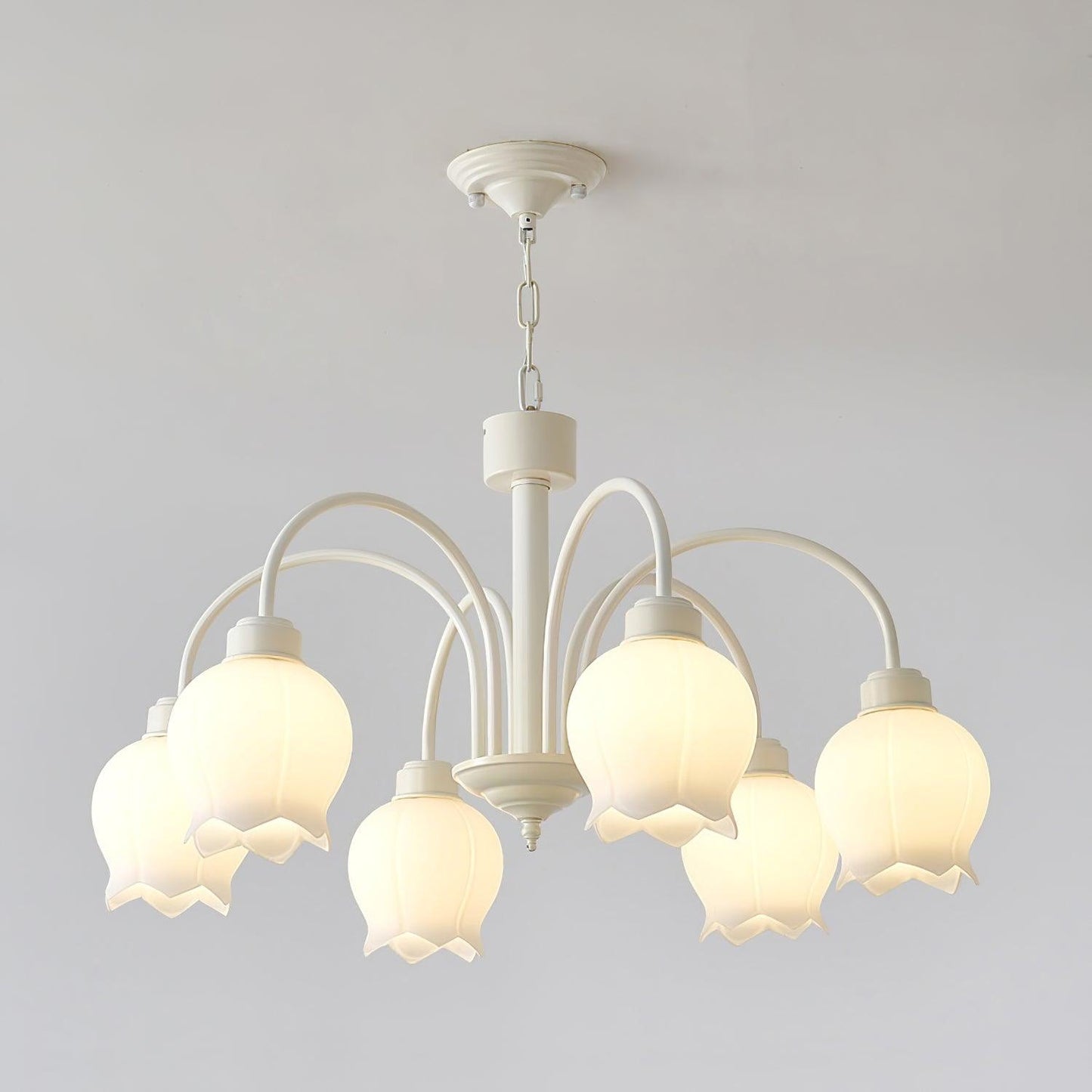 Curved Arm Bell Chandelier - Elegant Design with Adjustable Height & L