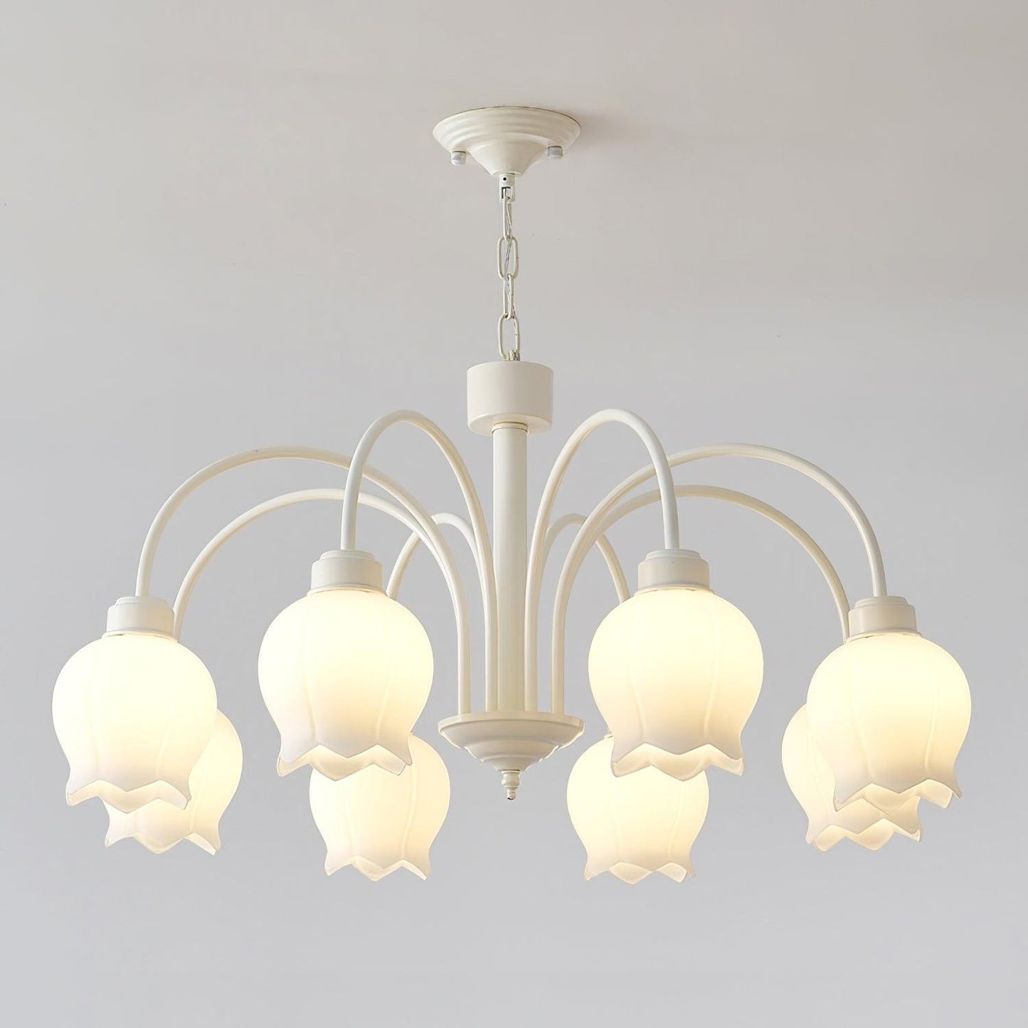 Curved Arm Bell Chandelier - Elegant Design with Adjustable Height & L