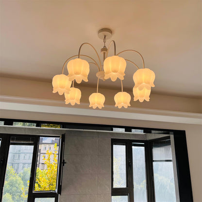Curved Arm Bell Chandelier - Elegant Design with Adjustable Height & L