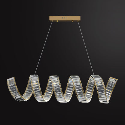 Modern Curved LED Chandelier - Dimmable, Energy Efficient Lighting