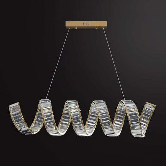Modern Curved LED Chandelier - Dimmable, Energy Efficient Lighting