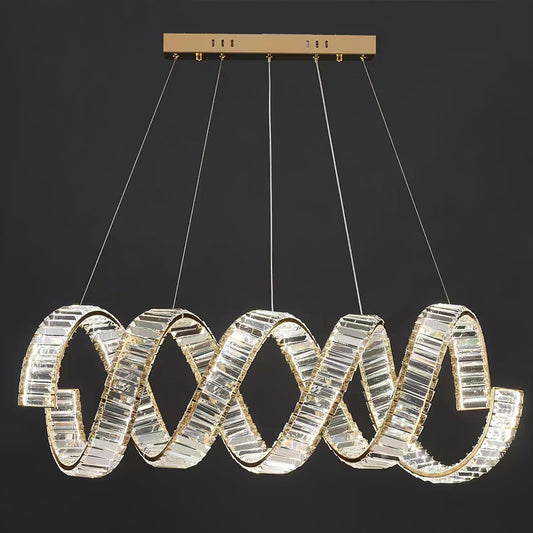 Modern Curved LED Chandelier - Dimmable, Energy Efficient Lighting