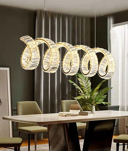 Modern Curved LED Chandelier - Dimmable, Energy Efficient Lighting