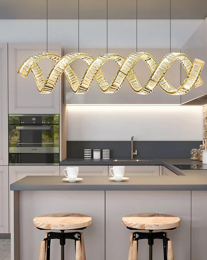 Modern Curved LED Chandelier - Dimmable, Energy Efficient Lighting