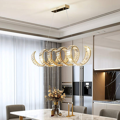 Modern Curved LED Chandelier - Dimmable, Energy Efficient Lighting