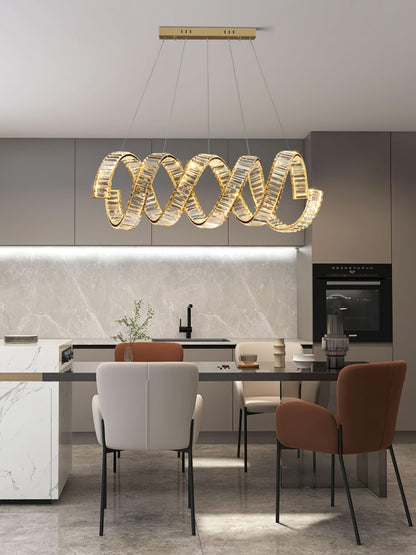 Modern Curved LED Chandelier - Dimmable, Energy Efficient Lighting