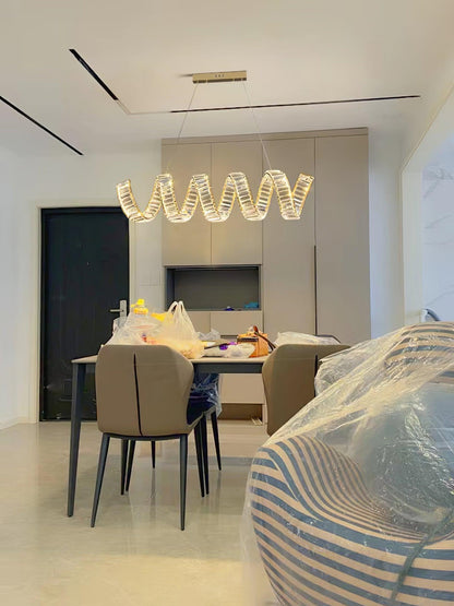 Modern Curved LED Chandelier - Dimmable, Energy Efficient Lighting