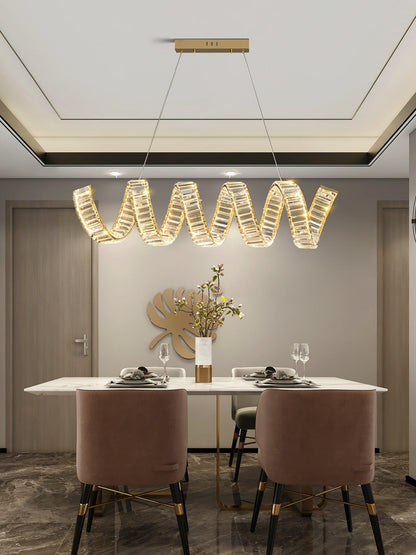 Modern Curved LED Chandelier - Dimmable, Energy Efficient Lighting