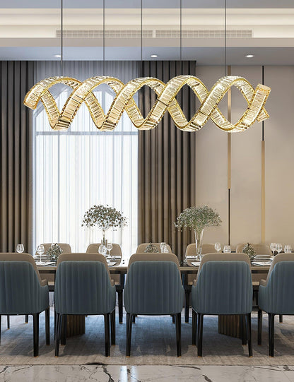 Modern Curved LED Chandelier - Dimmable, Energy Efficient Lighting