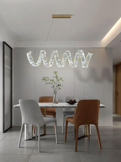 Modern Curved LED Chandelier - Dimmable, Energy Efficient Lighting