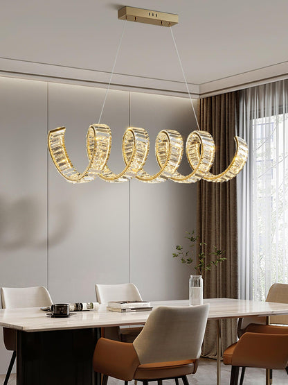 Modern Curved LED Chandelier - Dimmable, Energy Efficient Lighting