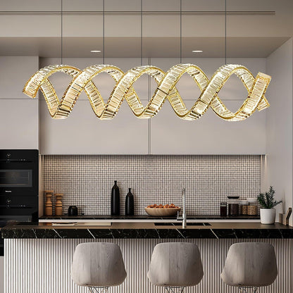 Modern Curved LED Chandelier - Dimmable, Energy Efficient Lighting