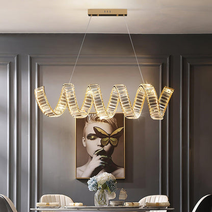 Modern Curved LED Chandelier - Dimmable, Energy Efficient Lighting