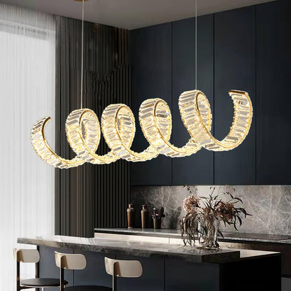 Modern Curved LED Chandelier - Dimmable, Energy Efficient Lighting