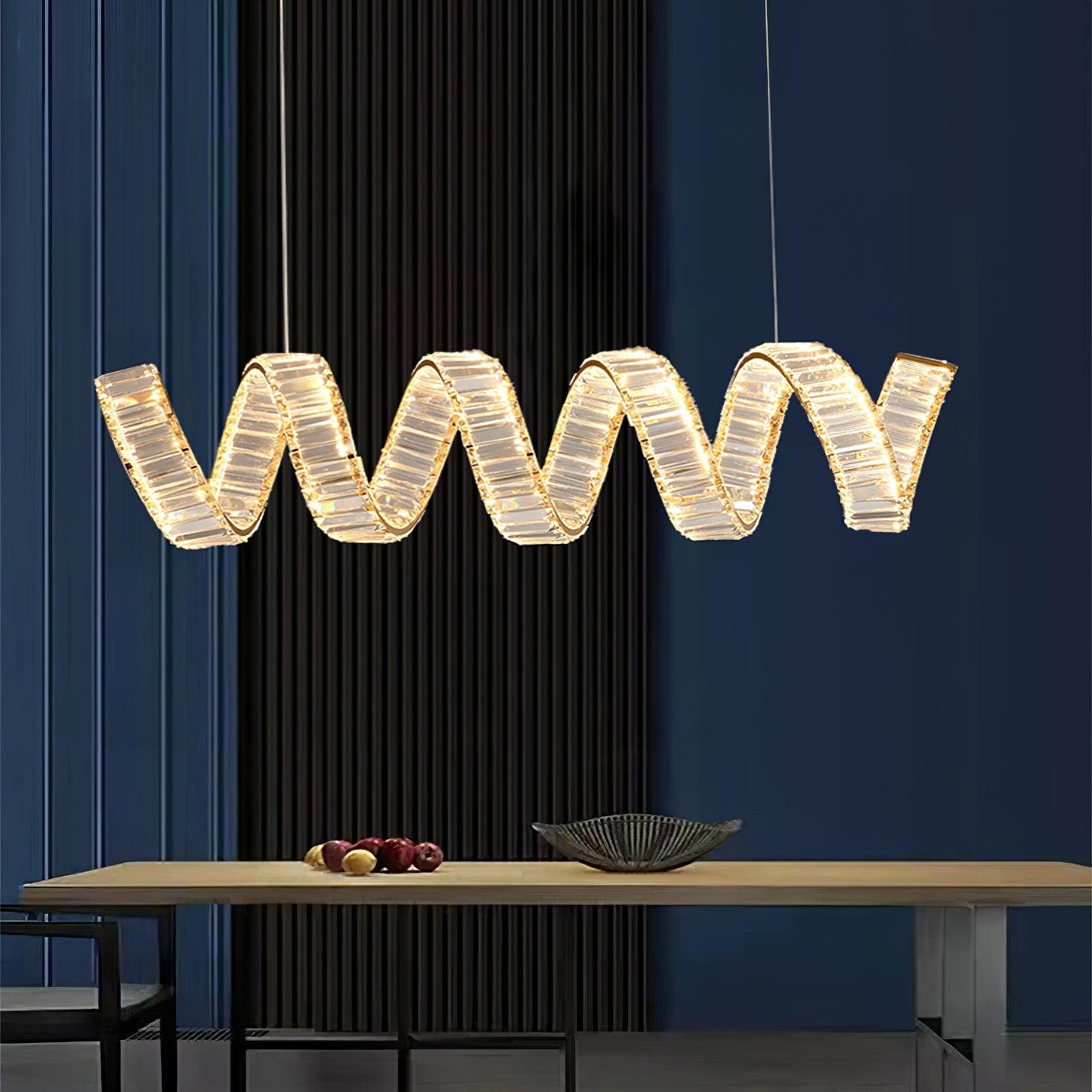 Modern Curved LED Chandelier - Dimmable, Energy Efficient Lighting