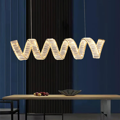 Modern Curved LED Chandelier - Dimmable, Energy Efficient Lighting